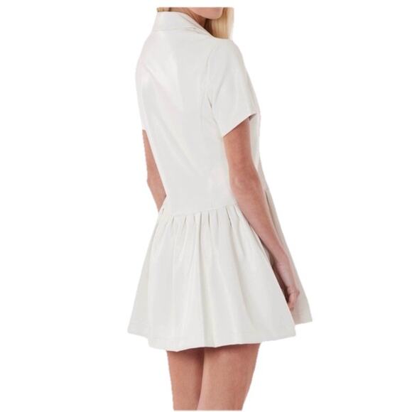 Dolce Cabo Dress Large Cream With Silver Buttons Mini MSRP$ 170 - Picture 7 of 7